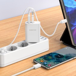 Φορτιστής Ταξιδιού Borofone BN10 Sunlight Usb + Type C - QC 3.0 PD 20W White
