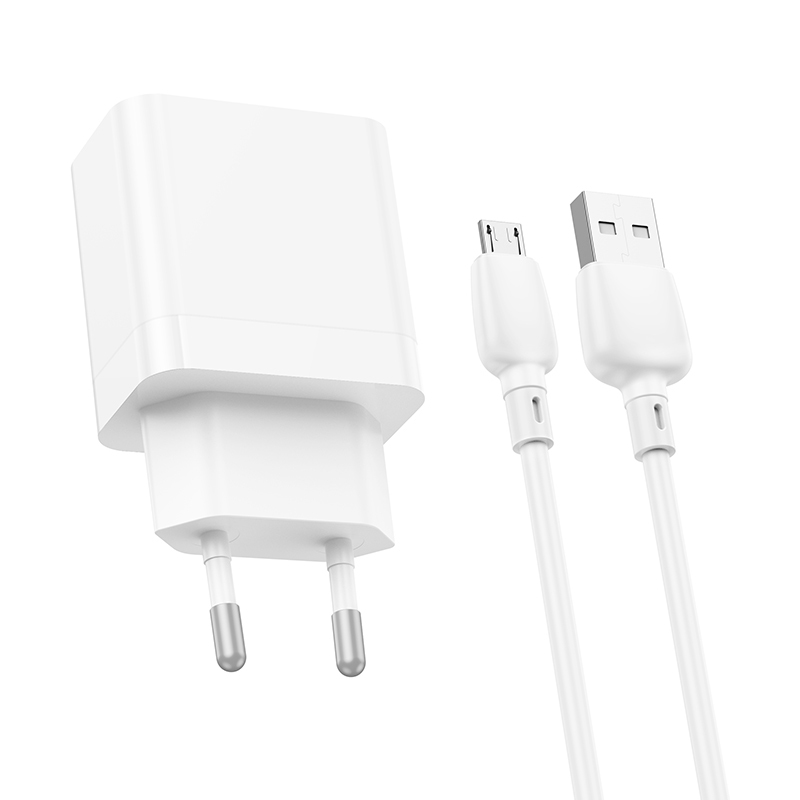 Φορτιστής Borofone Wall Charger BN15 2XUSB 2.4A & Καλώδιο USB TO Micro USB White