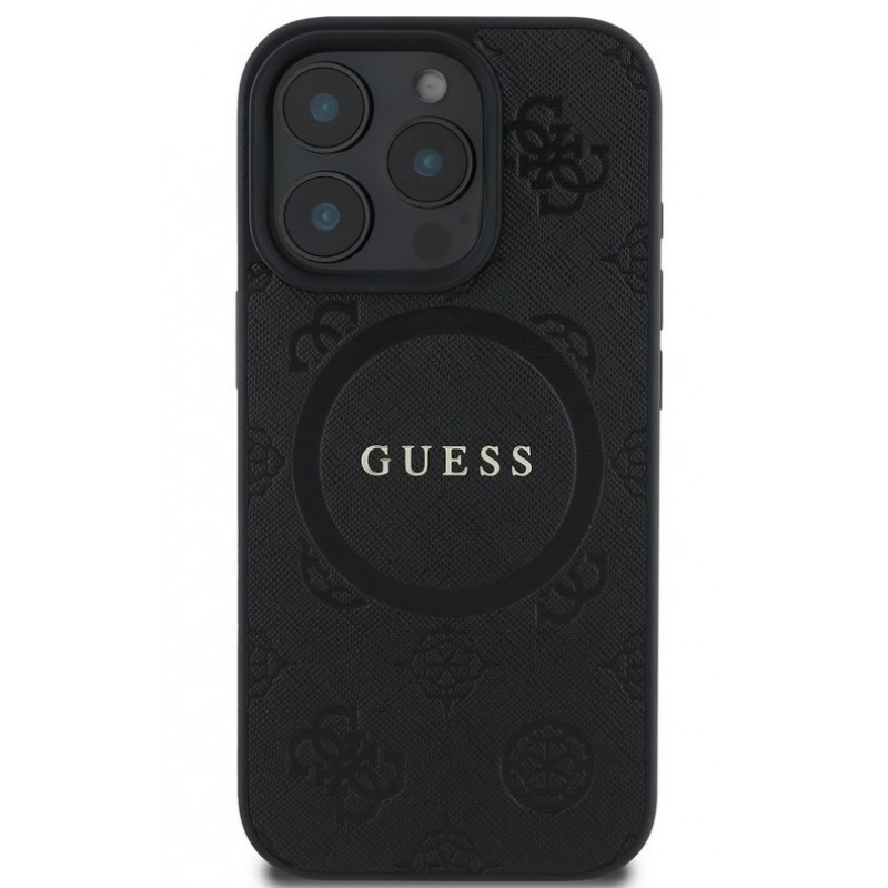 Θήκη Guess Saffiano Peony Stamp MagSafe Case Apple iPhone 16 Pro Max (6.9") Black