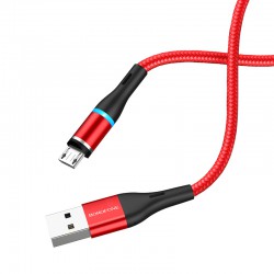 Καλώδιο Data Borofone BU16 Skill Magnetic USB A to MicroUSB 2.4A 1.2m Red
